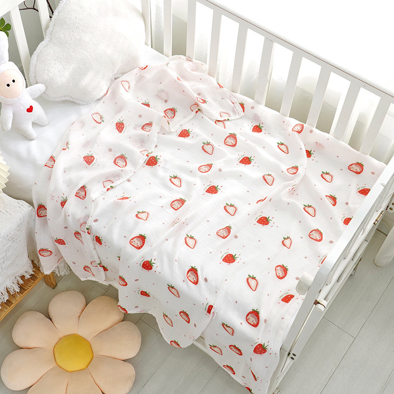 Muslin wrap od bambus-pamuk materijala, Cartoon uzorak, ljetni lagani swaddle za dojenčad i djecu do 3 godine