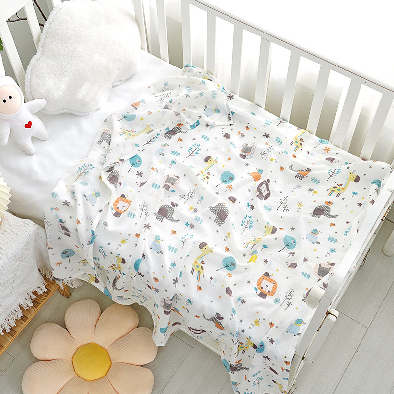 Muslin wrap od bambus-pamuk materijala, Cartoon uzorak, ljetni lagani swaddle za dojenčad i djecu do 3 godine