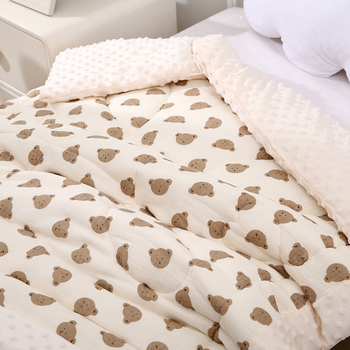 Naujagimių žieminis pledas su sojų pluošto užpildu, gauzės audinys, animacinio stiliaus, tinkamas vaikams iki 6 metų