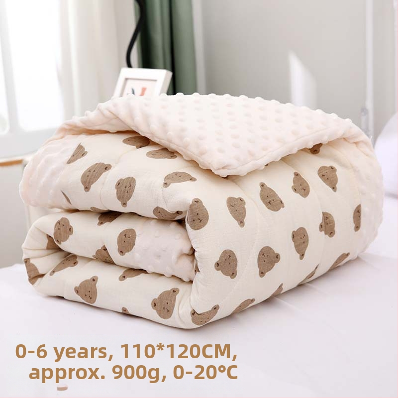 Naujagimių žieminis pledas su sojų pluošto užpildu, gauzės audinys, animacinio stiliaus, tinkamas vaikams iki 6 metų