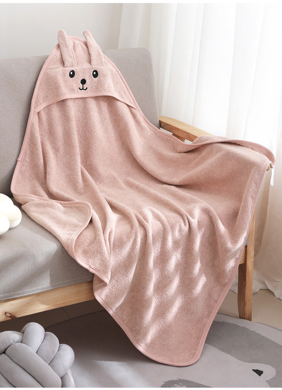 Kupaći ručnik s kapuljačom od 100% pamuka, s karikaturnim uzorom, bez vlakana, za bebe i djecu 1–3 godine