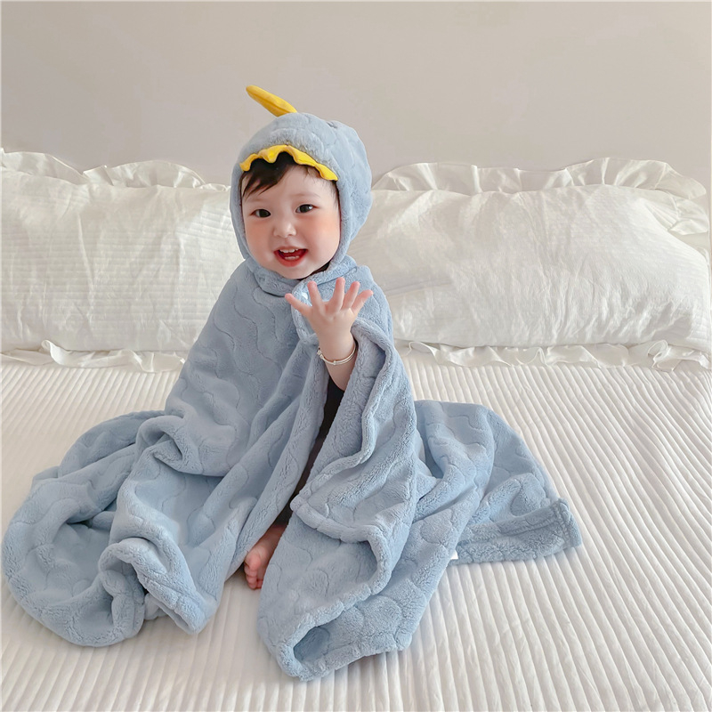 Kapucňový detský uterák na kúpanie, mäkký korálový fleece, s kresleným vzorom, vhodný pre kojencov a malé deti