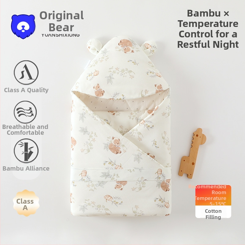 Original bear Detská deka s kresleným vzorom, materiál 50% Tianzhu vlákno + 50% bavlna, výplň 55,1% regenerovaná celulóza vlákno + 44,9% polyester, pre novorodencov