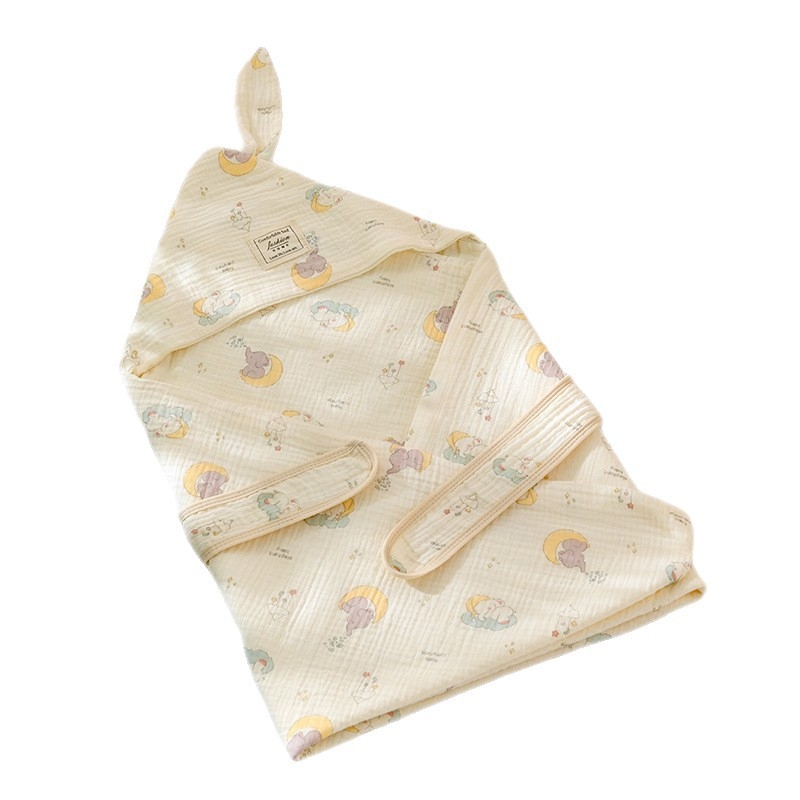 Kūdikio keturių sluoksnių medvilninė marlė swaddle antklodė su gobtuvu ir ilgomis ausimis, naujagimiui, 225 g, pavasaris-ruduo