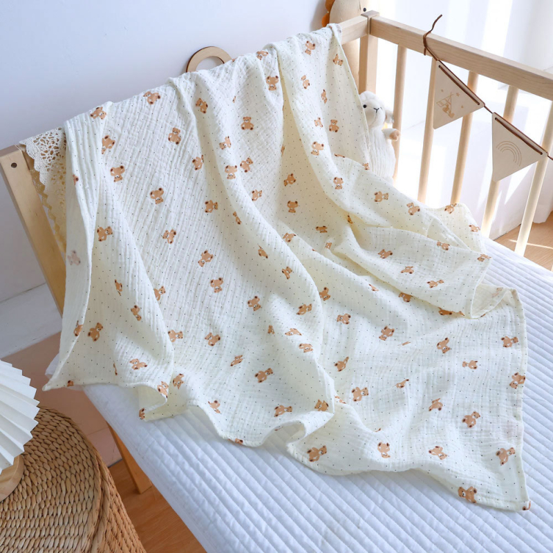 Swaddle za novorođenče od gaze - jednoslojni, prozračan, crtani motivi