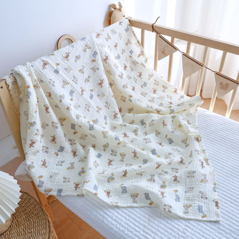 Swaddle za novorođenče od gaze - jednoslojni, prozračan, crtani motivi