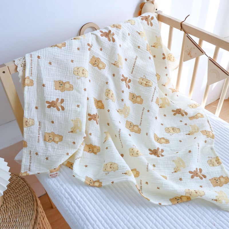 Swaddle za novorođenče od gaze - jednoslojni, prozračan, crtani motivi
