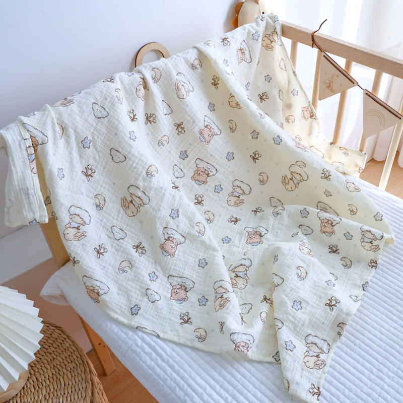 Swaddle za novorođenče od gaze - jednoslojni, prozračan, crtani motivi
