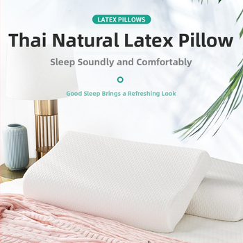 Latekso pagalvė — natūralus lateksas, stačiakampė forma, pagalvės audinys iš 100% medvilnės, latekso kiekis virš 90%, suaugusiems