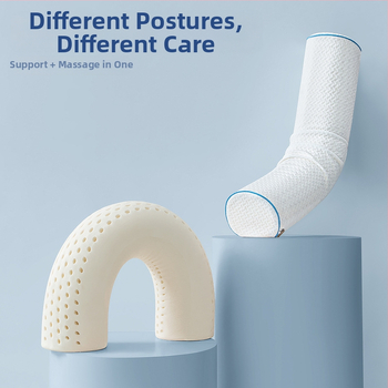 Natūralaus latekso stačiakampė pagalvė, 90% latekso turinys, 5–10 cm aukštis, megzta medžiaga, kaklo palaikymas