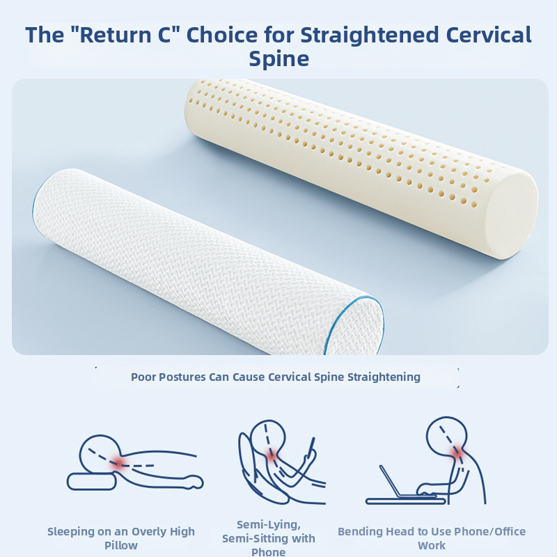 Natūralaus latekso stačiakampė pagalvė, 90% latekso turinys, 5–10 cm aukštis, megzta medžiaga, kaklo palaikymas