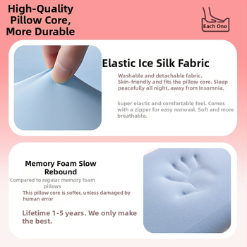 Sügava une padi mäluvahust ja kaela toestusega, ristkülikukujuline, kõrgus 5–10 cm, Ice Silk kate, ühe kasutaja jaoks