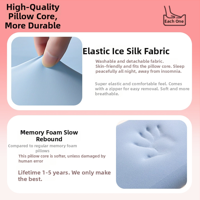 Sügava une padi mäluvahust ja kaela toestusega, ristkülikukujuline, kõrgus 5–10 cm, Ice Silk kate, ühe kasutaja jaoks