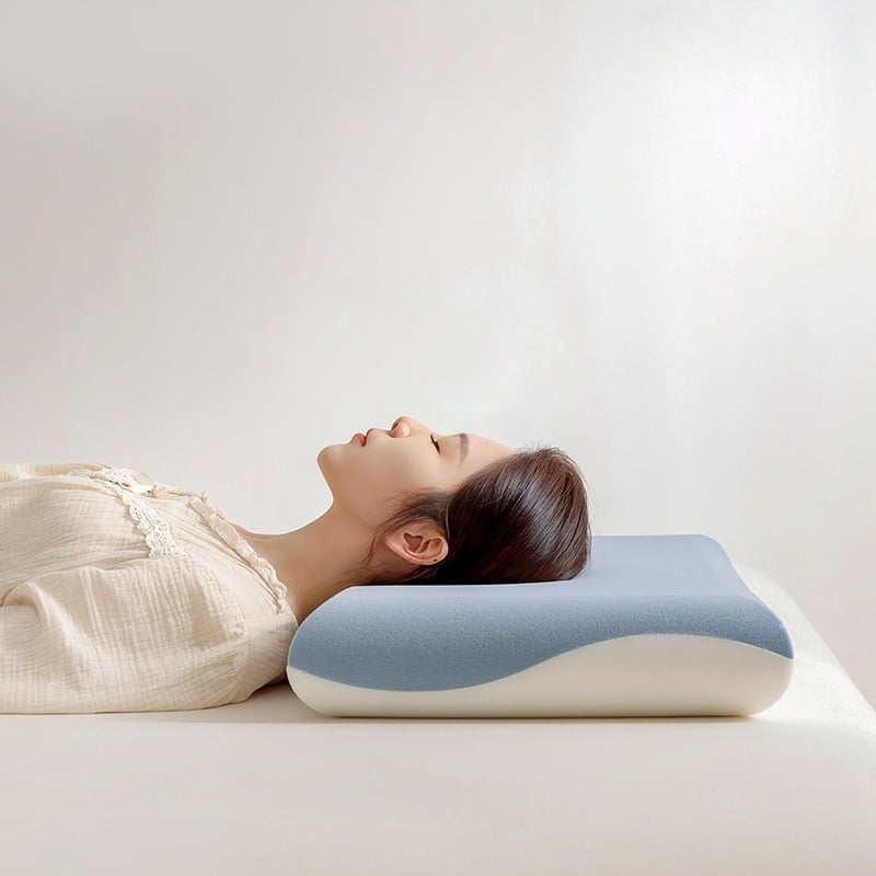 Sügava une padi mäluvahust ja kaela toestusega, ristkülikukujuline, kõrgus 5–10 cm, Ice Silk kate, ühe kasutaja jaoks