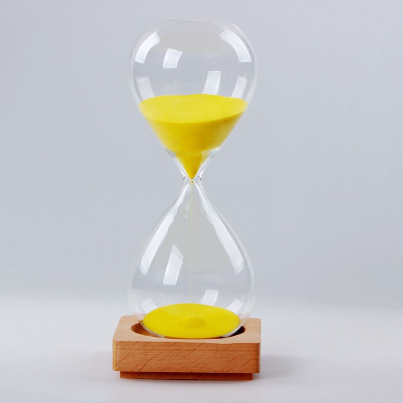 Kūrybingas laikmatis smėlio laikrodžio formos, įvairių spalvų, 5 minučių, 30 minučių ir 60 minučių, skaidrus stiklinis smėlio laikrodis.