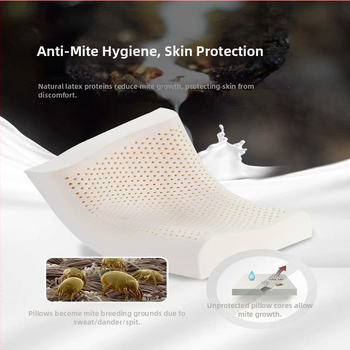 Латексна възглавница, правоъгълна, тайландски естествен латекс, латекс съдържание 90%+, височина 5-10 cm, памучна дамаска