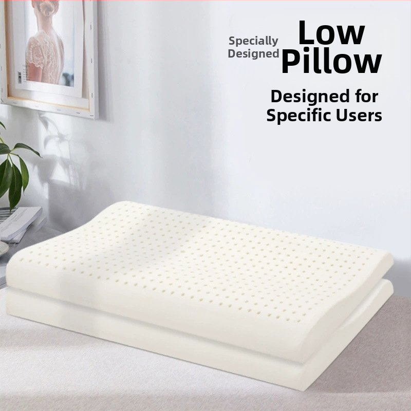 Латексна възглавница, правоъгълна, тайландски естествен латекс, латекс съдържание 90%+, височина 5-10 cm, памучна дамаска