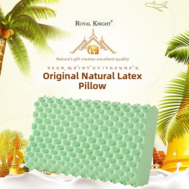 Royal Knight natūralus latekso pagalvė, stačiakampio formos, latekso turinys >90%, svoris 2–3 kg, šerdis iš 100% medvilnės