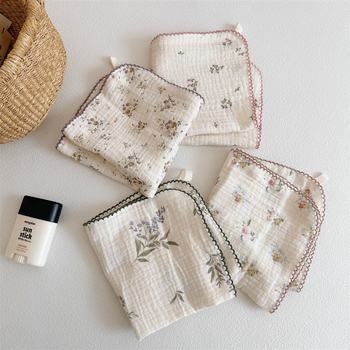 Prosop de față pentru bebeluși, tifon din bumbac 100%, imprimeu floral, formă pătrată moale, 120–140 g