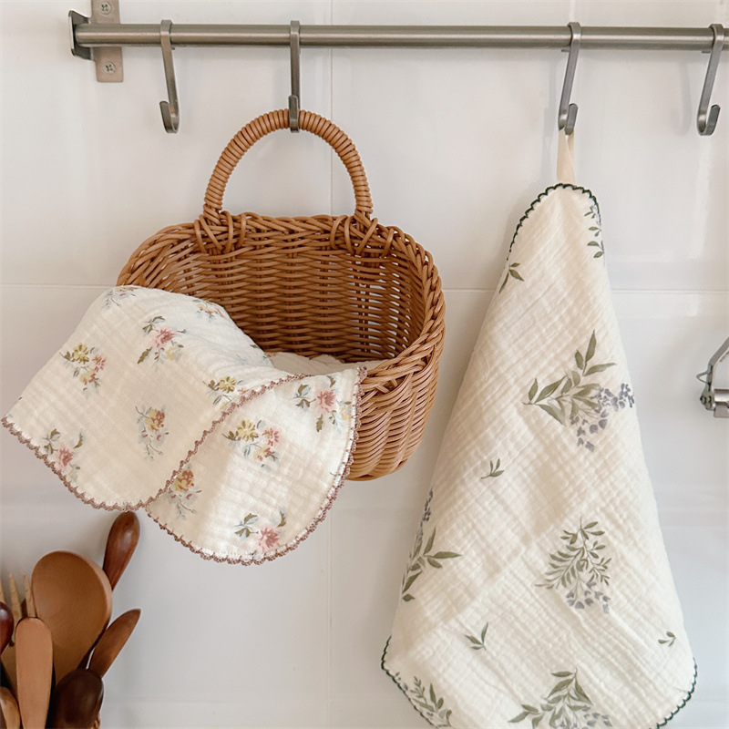 Prosop de față pentru bebeluși, tifon din bumbac 100%, imprimeu floral, formă pătrată moale, 120–140 g