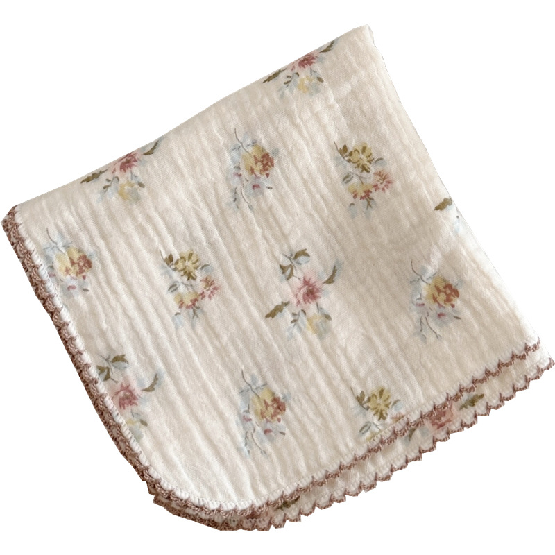 Prosop de față pentru bebeluși, tifon din bumbac 100%, imprimeu floral, formă pătrată moale, 120–140 g