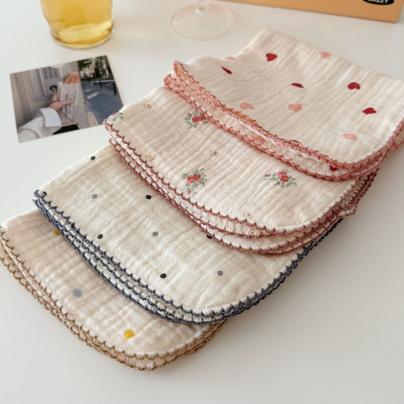 Prosop de față pentru bebeluși, tifon din bumbac 100%, imprimeu floral, formă pătrată moale, 120–140 g