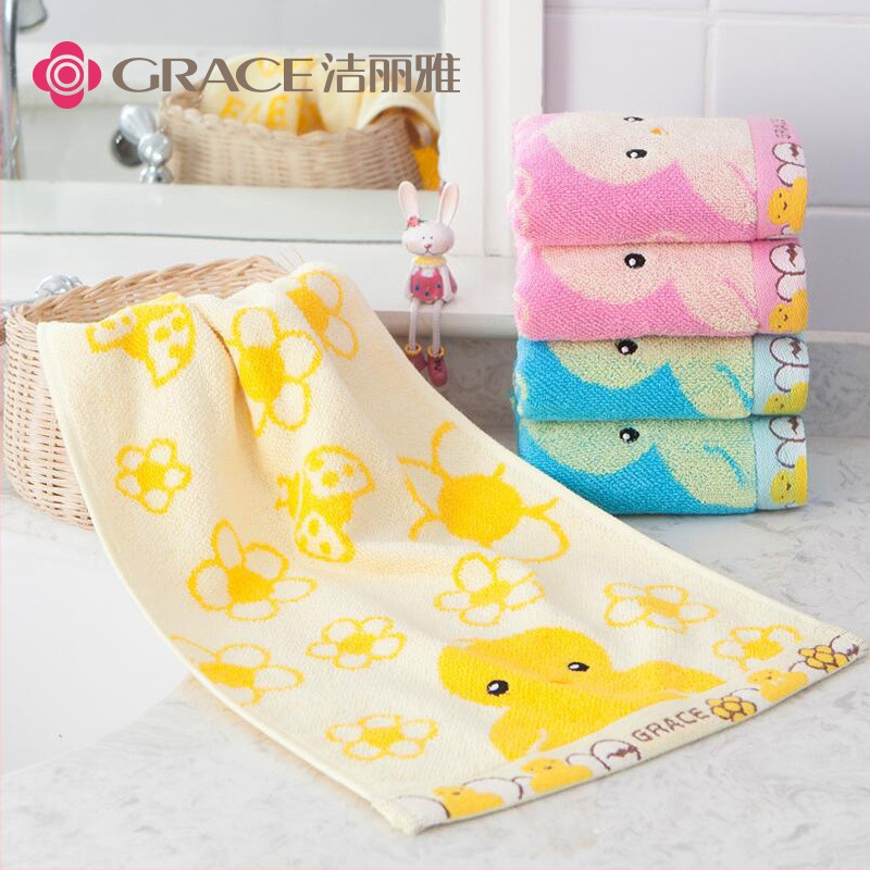 Vaikų veido rankšluostis iš 100% medvilnės su karikatūrine antis, minkštas ir sugeriantis, 32s siūlas, paprastas audinys