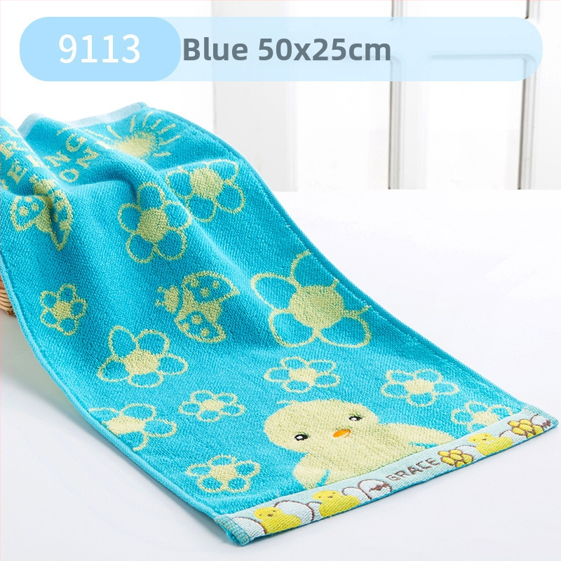 Vaikų veido rankšluostis iš 100% medvilnės su karikatūrine antis, minkštas ir sugeriantis, 32s siūlas, paprastas audinys