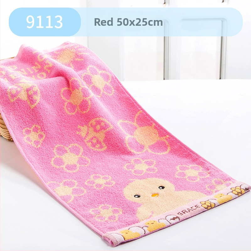 Vaikų veido rankšluostis iš 100% medvilnės su karikatūrine antis, minkštas ir sugeriantis, 32s siūlas, paprastas audinys