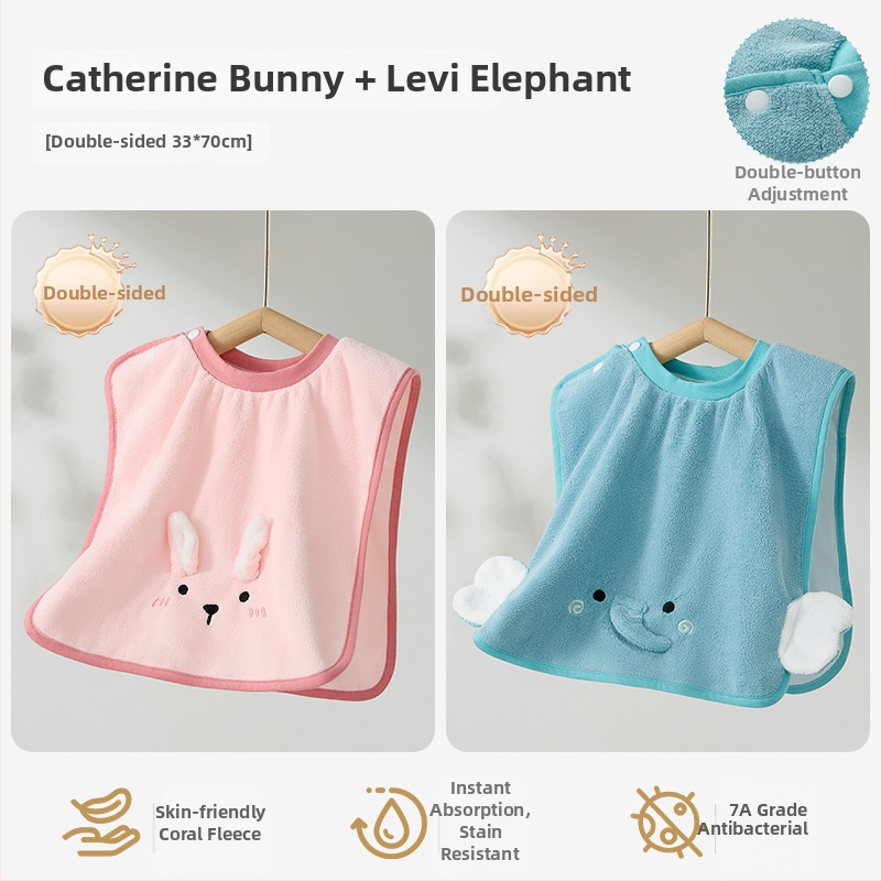 Laste näopuhastamiseks ja hammaste harjamiseks veekindla bibiga pesulapp, polüestri kiud, sobib 0–6-aastastele, kogu aasta kasutamiseks