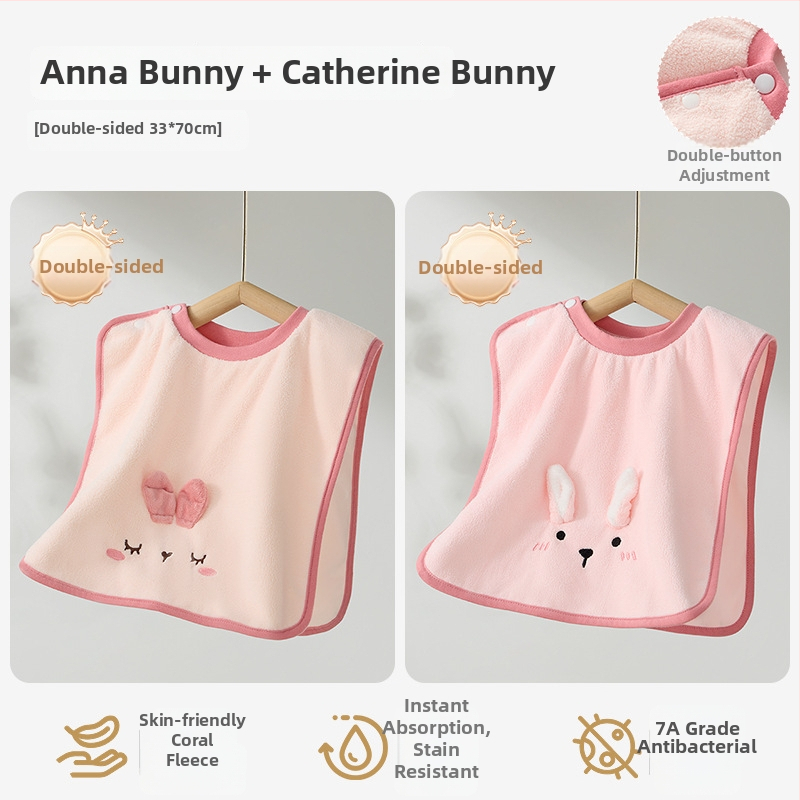 Laste näopuhastamiseks ja hammaste harjamiseks veekindla bibiga pesulapp, polüestri kiud, sobib 0–6-aastastele, kogu aasta kasutamiseks