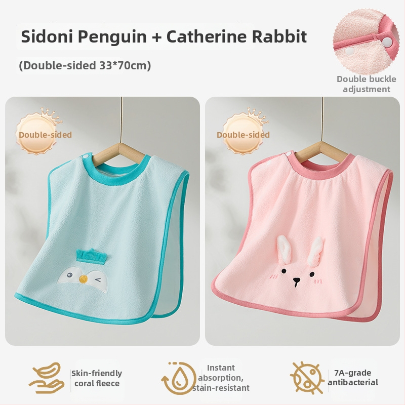 Laste näopuhastamiseks ja hammaste harjamiseks veekindla bibiga pesulapp, polüestri kiud, sobib 0–6-aastastele, kogu aasta kasutamiseks