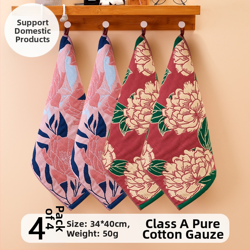 100% medvilnės gaze veido rankšluostis, 32-count, be plaukelių, su pakabinamu kilpeliu, 50 g, sugeriamumas 0–5 s, vaikams