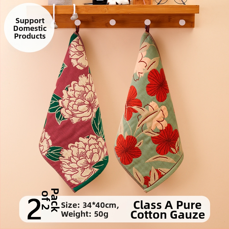 100% medvilnės gaze veido rankšluostis, 32-count, be plaukelių, su pakabinamu kilpeliu, 50 g, sugeriamumas 0–5 s, vaikams