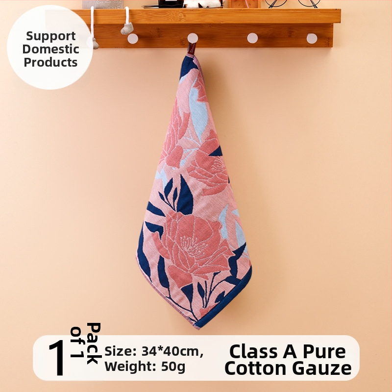 100% medvilnės gaze veido rankšluostis, 32-count, be plaukelių, su pakabinamu kilpeliu, 50 g, sugeriamumas 0–5 s, vaikams