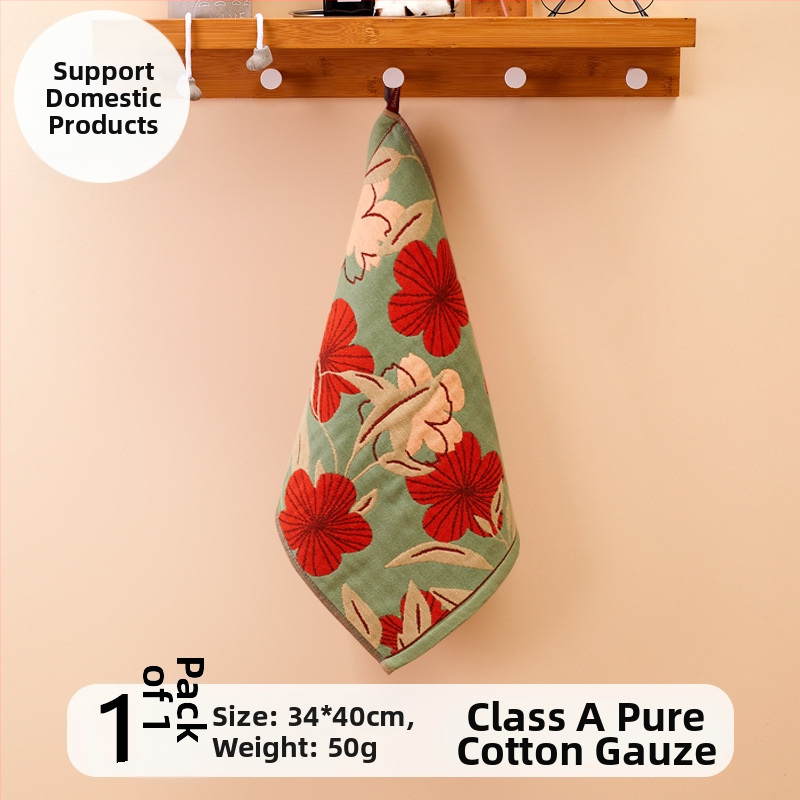 100% medvilnės gaze veido rankšluostis, 32-count, be plaukelių, su pakabinamu kilpeliu, 50 g, sugeriamumas 0–5 s, vaikams