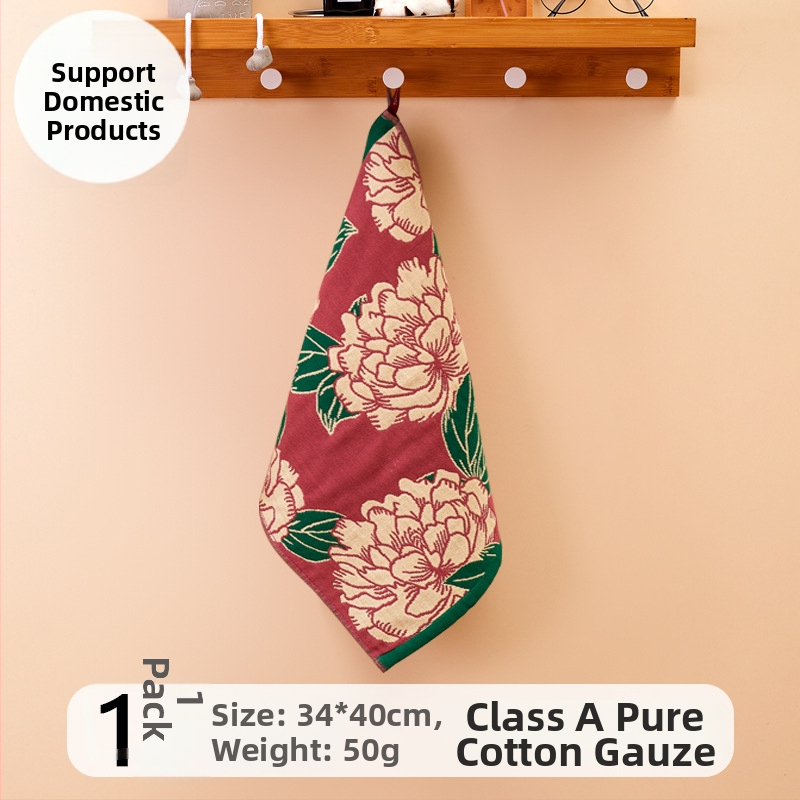 100% medvilnės gaze veido rankšluostis, 32-count, be plaukelių, su pakabinamu kilpeliu, 50 g, sugeriamumas 0–5 s, vaikams