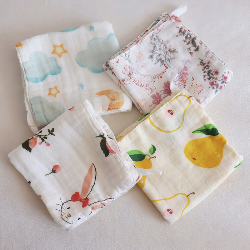 6‑slojni dječji ručnik od bambus-pamuk gaze, upijajući, uzorak životinja i cvijeća, za novorođenčad do 6 godina