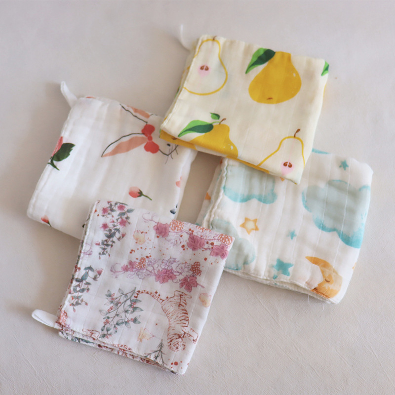 6‑slojni dječji ručnik od bambus-pamuk gaze, upijajući, uzorak životinja i cvijeća, za novorođenčad do 6 godina