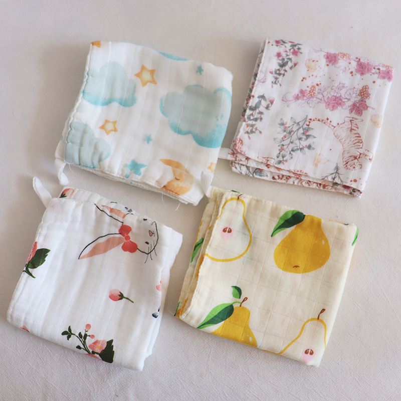 6‑slojni dječji ručnik od bambus-pamuk gaze, upijajući, uzorak životinja i cvijeća, za novorođenčad do 6 godina
