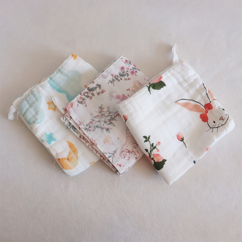 6‑slojni dječji ručnik od bambus-pamuk gaze, upijajući, uzorak životinja i cvijeća, za novorođenčad do 6 godina