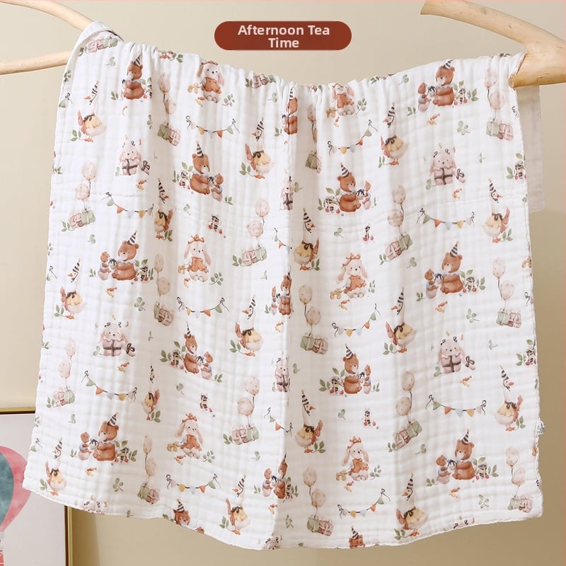 Kūdikių marlių rankšluostis su karikatūrų raštu – visiems metų laikams, 300–400 g, 40 siūlų, Spausdinta