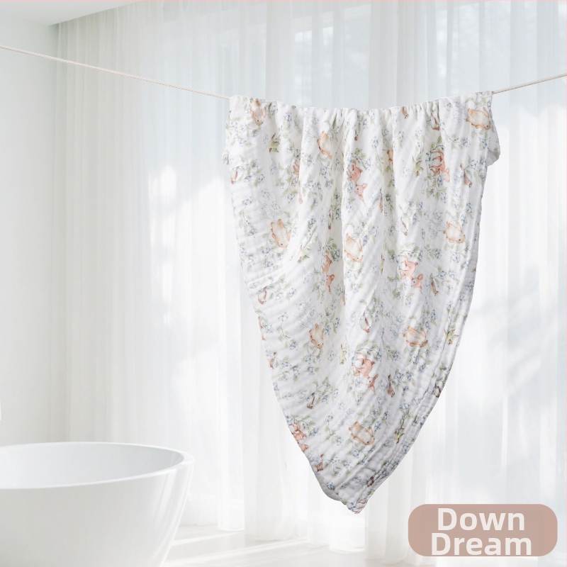 Kūdikių marlių rankšluostis su karikatūrų raštu – visiems metų laikams, 300–400 g, 40 siūlų, Spausdinta