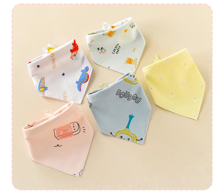 Novorođenački trokutasti bebinski pregačica s kopčom, dvostruki sloj, crtani uzorak, 0-1 godina