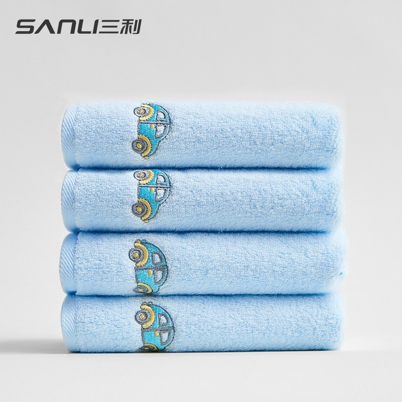 Sanli medvilninis veido rankšluostis su siuvinėjimu, 32S siūlai, svoris mažiau nei 50 g