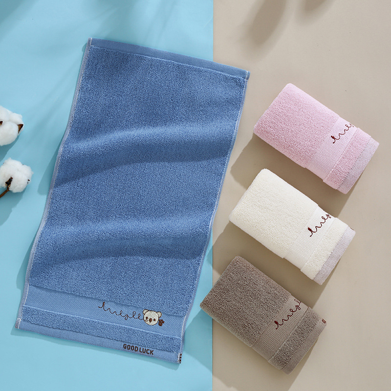 Vaikų veido rankšluostis su piešiniu meškiuko, 100% medvilnė, išsiuvinėtas dizainas, lygiava audinys, svoris 50–80 g