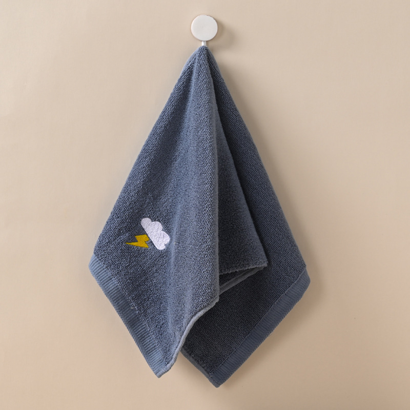 Vaikų veido rankšluostis su piešiniu meškiuko, 100% medvilnė, išsiuvinėtas dizainas, lygiava audinys, svoris 50–80 g