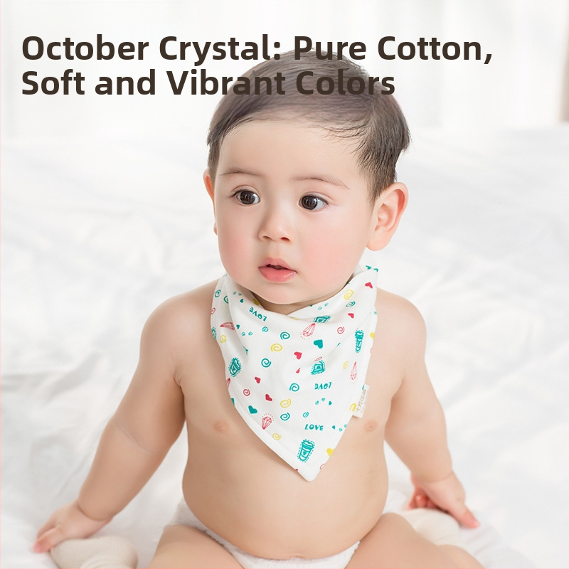 October Crystal Triangle Bib - Medvilnė, Unisex, Skirtas Naujagimiams