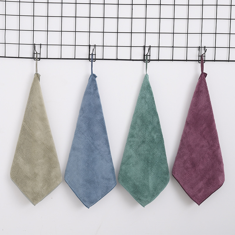 Cangle House Vaikų kvadratinis rankšluostis iš koralo veliūro, minkštas ir sugeriantis, išsiūtas, 30 g, viengijų siūlas, 0–5 s sugeriamumas