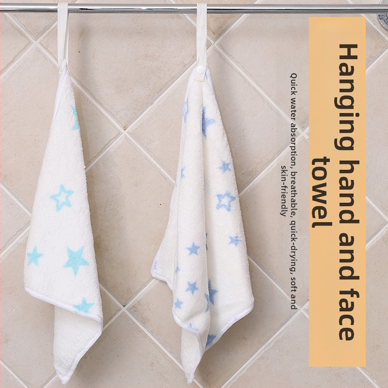 Cangle House Vaikų kvadratinis rankšluostis iš koralo veliūro, minkštas ir sugeriantis, išsiūtas, 30 g, viengijų siūlas, 0–5 s sugeriamumas